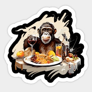 Happy Thanksgiving Monkey Sticker